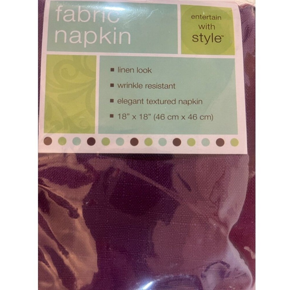 Napkins 4 Burgundy Textured Polyester‎ Benson Mills 18 Wrinkle Resist Linen Look